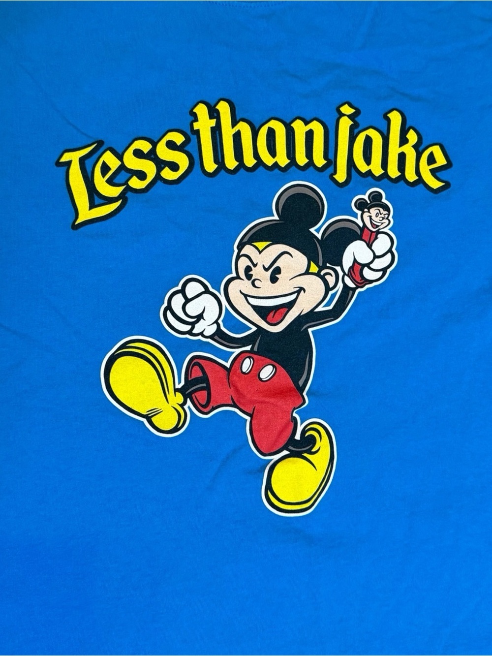 Less Than Jake Graphic T Shirt Blue Ska Punk Band Tee Unisex Large Mickey Mouse